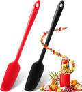 Long Handle Silicone Jar Spatula Non-Stick Rubber Scraper Heat Resistant Spatula Silicone Scraper for Jars, Smoothies, Blenders Cooking Baking Stirring Mixing Tools (2, Red, Black) Home & Garden > Kitchen & Dining > Kitchen Tools & Utensils Patelai Red, Black 2 