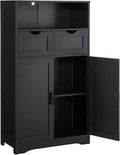 IWELL Storage Cabinet with 2 Adjustable Drawers & 2 Shelf, Bathroom Floor Cabinet with Door, Cupboard for Living Room, Home Office, Kitchen, Rustic Brown Home & Garden > Household Supplies > Storage & Organization Iwell Traditional Black  