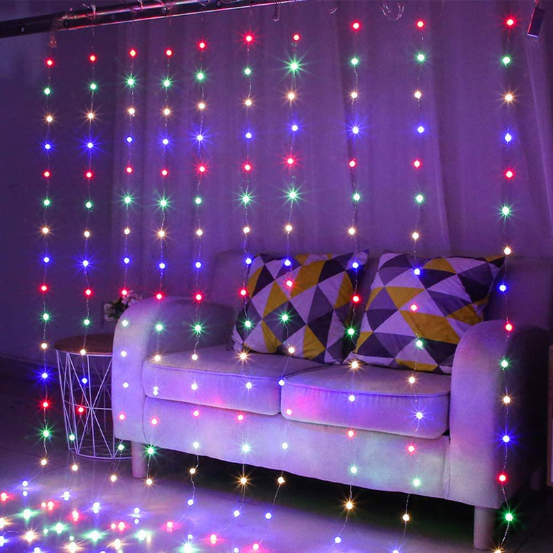 Juhefa String Lights Curtain Lights with Remote 7.9' L X 5.9' W 144-Bulb USB Plug-In LED Light for Wedding Home Bedroom Decor,Multicolor Home & Garden > Decor > Seasonal & Holiday Decorations JUHEFA Home&Tool   