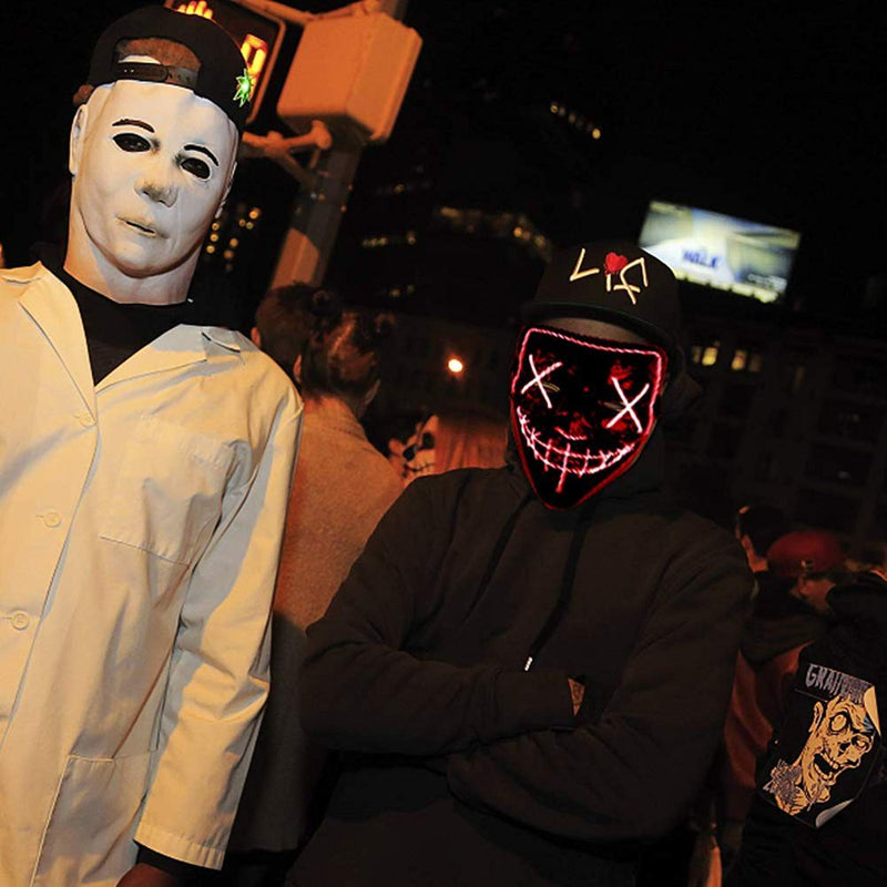 Tagital Halloween Mask LED Light up Funny Masks the Purge Movie Scary Festival Costume