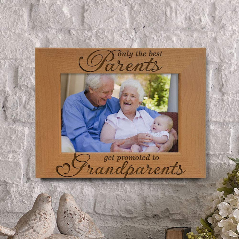 KATE POSH - Only the Best Parents Get Promoted to Grandparents Picture Frame - Engraved Natural Wood Photo Frame - Grandma Gifts, Grandpa Gifts, for Grandparents (4X6-Horizontal) Home & Garden > Decor > Picture Frames KATE POSH   