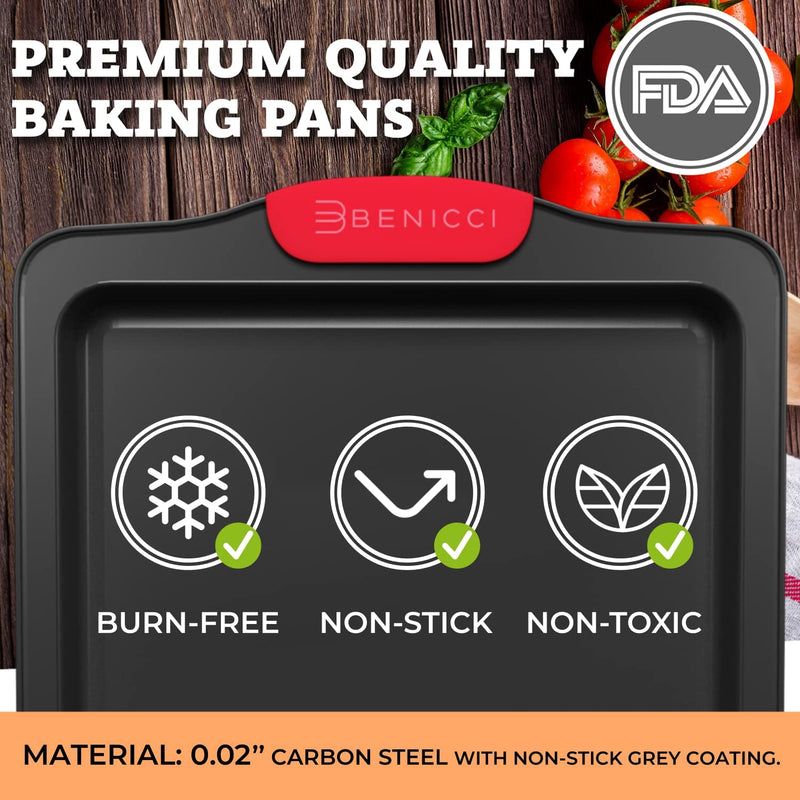 Premium Non-Stick Baking Pans Set of 4 - Includes Baking Sheet, 12 Cup Muffin Tin, Square Pan and round Cake Pan - BPA Free, Heavy Duty, Made W/ Carbon Steel - Complete Bakeware Set for Your Kitchen Home & Garden > Kitchen & Dining > Cookware & Bakeware Benicci   