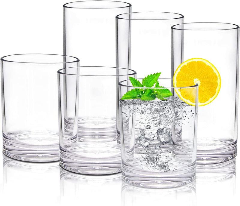 Golemas Plastic Drinking Glasses Set of 6, Reusable Acrylic Highball Tall Water Tumblers Glassware Sets, Dishwasher Safe Suitable for Bar, Home, Kitchen, Party, Outside(17 Ounce, Set of 6) Home & Garden > Kitchen & Dining > Tableware > Drinkware Golemas Clear 12 ounces & 17 ounces 