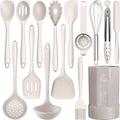 Silicone Cooking Utensils Set - 446°F Heat Resistant Kitchen Utensils,Turner Tongs,Spatula,Spoon,Brush,Whisk,Kitchen Utensil Gadgets Tools Set for Nonstick Cookware,Dishwasher Safe (BPA Free) Home & Garden > Kitchen & Dining > Kitchen Tools & Utensils KitcookJamoon Khaki  