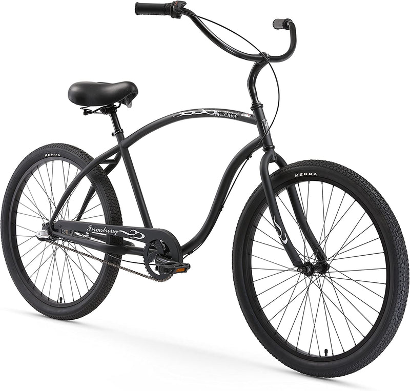 Firmstrong Chief Man Three Speed Beach Cruiser Bicycle, Matte Black, 19 Inch / Large (15183) Sporting Goods > Outdoor Recreation > Cycling > Bicycles Firmstrong   