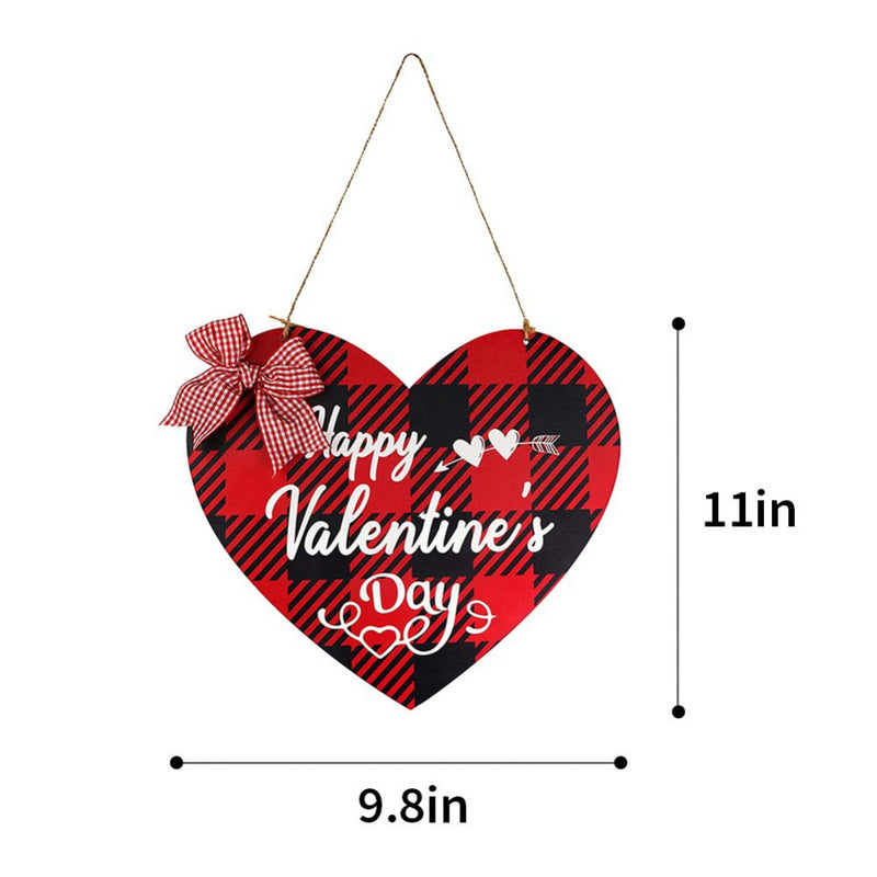 Happy Valentine'S Day Hanging Sign, Round/Heart Wooden Red Heart Valentines Day Decor Front Door Sign with Ribbon Bow for Valentine'S Day Front Door Wall Rustic Farmhouse Porch Decorations