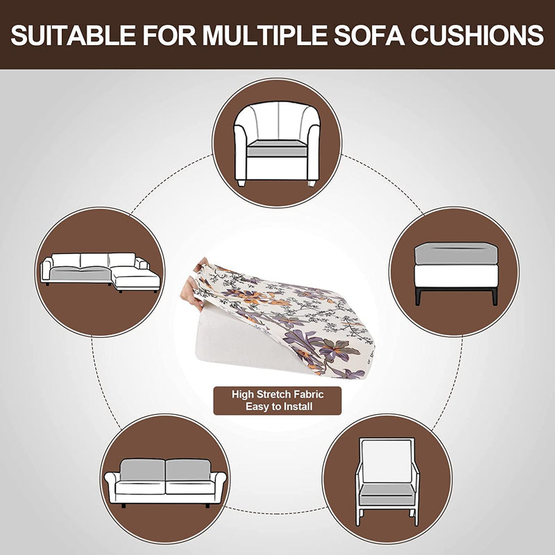 NIBESSER Sofa Couch Cushion Covers Printed Replacement Chair Cushion Slipcovers Soft Stretch Sofa Seat Cover Furniture Protector Sofa Slipcover with Elastic Bottom(Small, Beige) Home & Garden > Decor > Chair & Sofa Cushions NIBESSER   