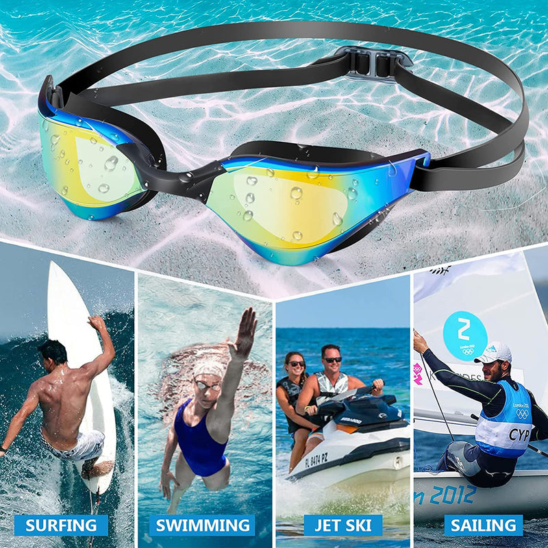 Portzon Wide View Swim Goggles, anti Fog Clear No Leaking UV Protection Swimming Goggles for Women Men Adult Sporting Goods > Outdoor Recreation > Boating & Water Sports > Swimming > Swim Goggles & Masks Portzon   