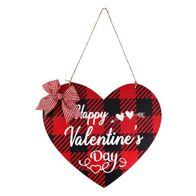 Happy Valentine'S Day Hanging Sign, Round/Heart Wooden Red Heart Valentines Day Decor Front Door Sign with Ribbon Bow for Valentine'S Day Front Door Wall Rustic Farmhouse Porch Decorations Home & Garden > Decor > Seasonal & Holiday Decorations Ardorlove Heart-shaped  