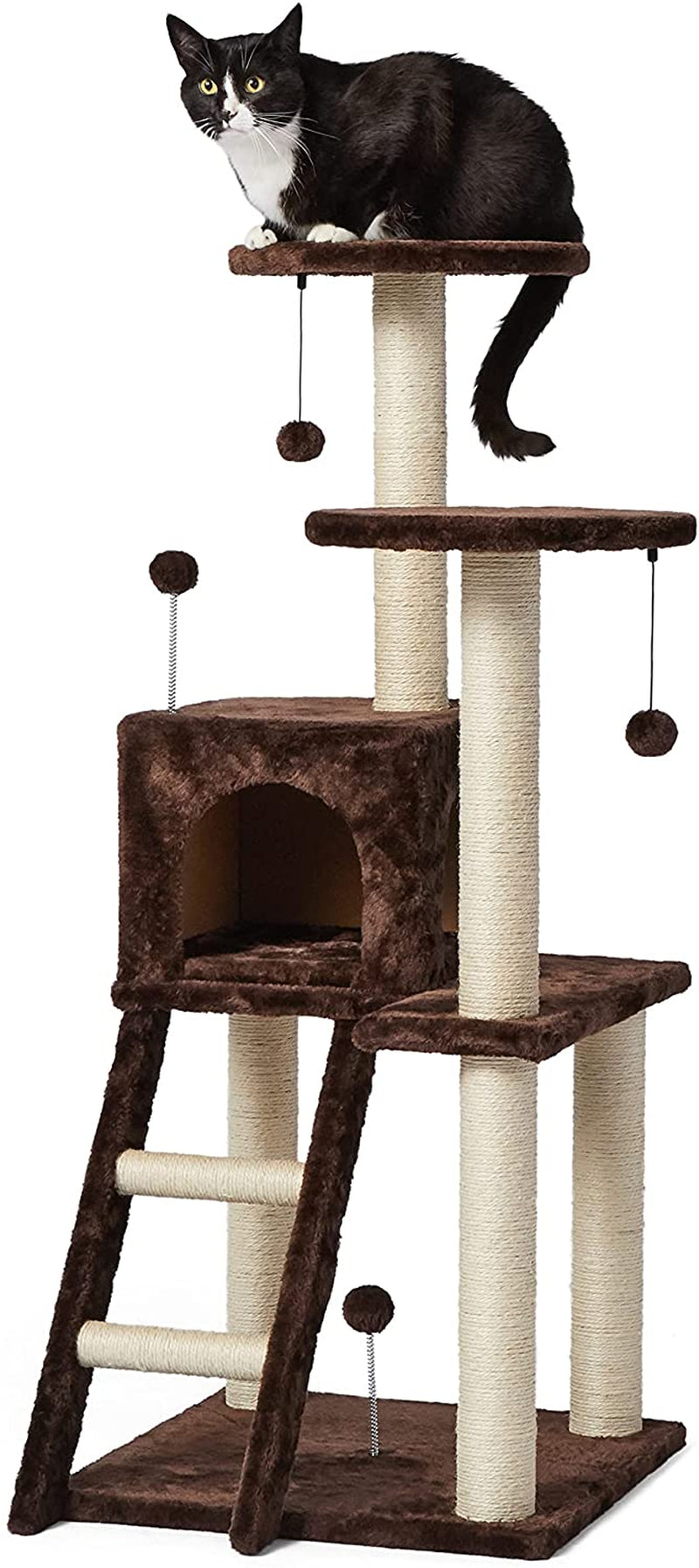 Multi-Level Cat Tree Indoor Climbing Activity Cat Tower with Scratching Posts, Cave, and Step Ladder, 19 X 19 X 50 Inches, Beige Sporting Goods > Outdoor Recreation > Boating & Water Sports > Swimming > Swim Goggles & Masks KOL DEALS Dark Brown Step Ladder Tree Tower