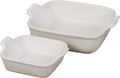 Le Creuset Stoneware Heritage Set of 2 Square Dishes , Small - 18 Oz. & Medium - 2 Qt., White