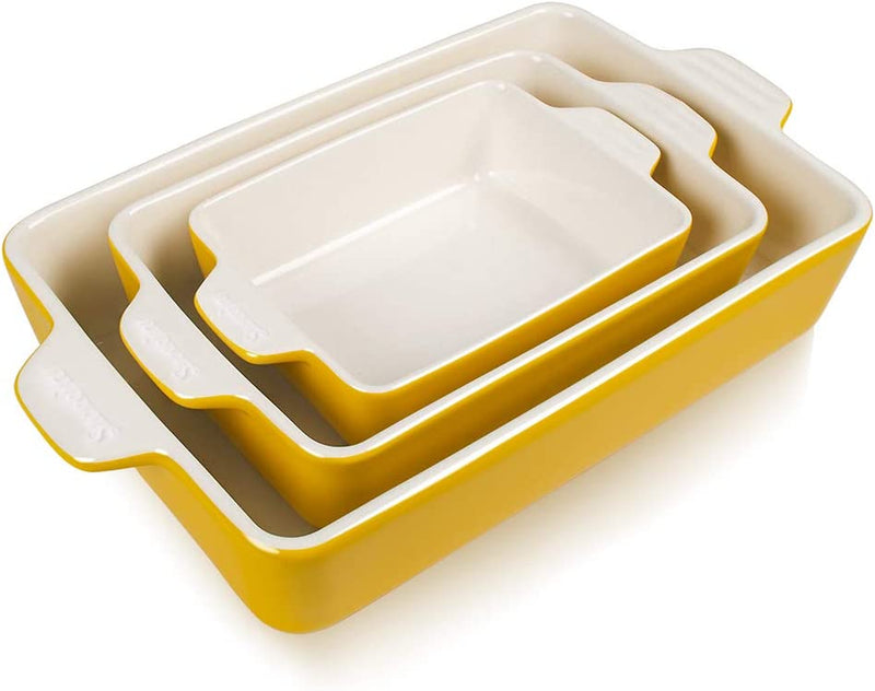 SWEEJAR Ceramic Bakeware Set, Rectangular Baking Dish Lasagna Pans for Cooking, Kitchen, Cake Dinner, Banquet and Daily Use, 11.8 X 7.8 X 2.75 Inches of Casserole Dishes (Navy) Home & Garden > Kitchen & Dining > Cookware & Bakeware SWEEJAR Yellow  
