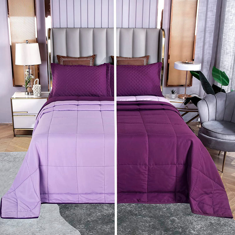 SOULOOOE Oversized California King plus Comforter 120X120 Extra Large King Size Quilts 3 Pieces Lightweight Reversible down Alternative Bedspreads for All Season with 8 Corner Tabs Blanket Grey Home & Garden > Linens & Bedding > Bedding > Quilts & Comforters SOULOOOE Deep Purple/Light Purple Oversized King Plus 