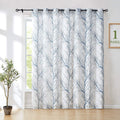 FMFUNCTEX Extra-Wide Patio Door Curtain 100 Inches Width by 96Inch Length Tree Print Not See through Linen Textured Semi Sheer Curtain Green-Gray Branch Sliding Door Panel 1 Pc 8Ft Home & Garden > Decor > Window Treatments > Curtains & Drapes Fmfunctex Blue 100" x 96"| 1 Panel 