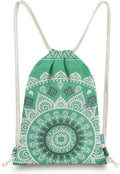 Miomao Drawstring Backpack Mandala Style String Bag Canvas Beach Sport Daypack Home & Garden > Household Supplies > Storage & Organization Qingdao Miomao E-Commerce Co., Ltd Emerald  