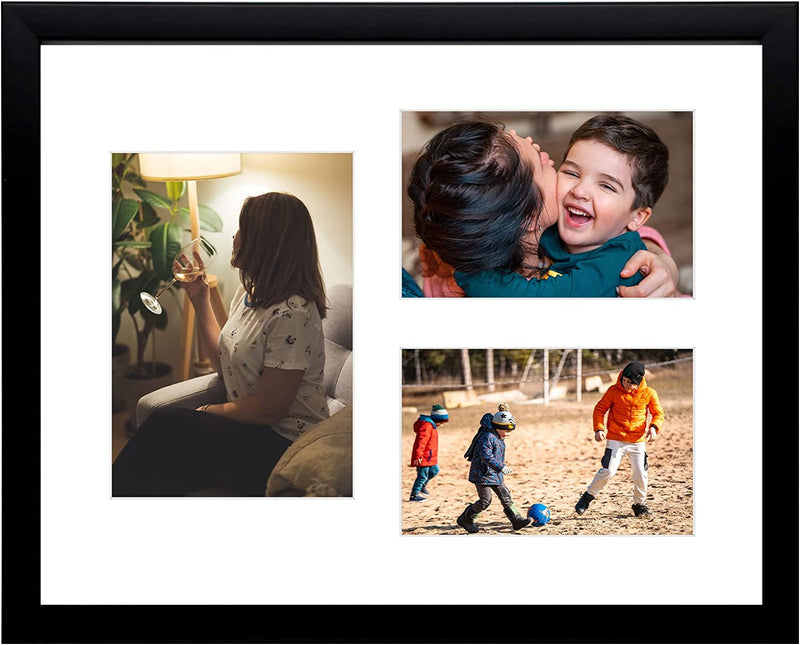 Golden State Art, 12X24 Black Wood Picture Frame - White Mat for 8X10 and 5X7 Photos - Real Glass, Sawtooth Hanger, Swivel Tabs - Wall Mounting - Great for Posters, Weddings, and Engagements Home & Garden > Decor > Picture Frames Golden State Art Black (White Mat) 11x14 