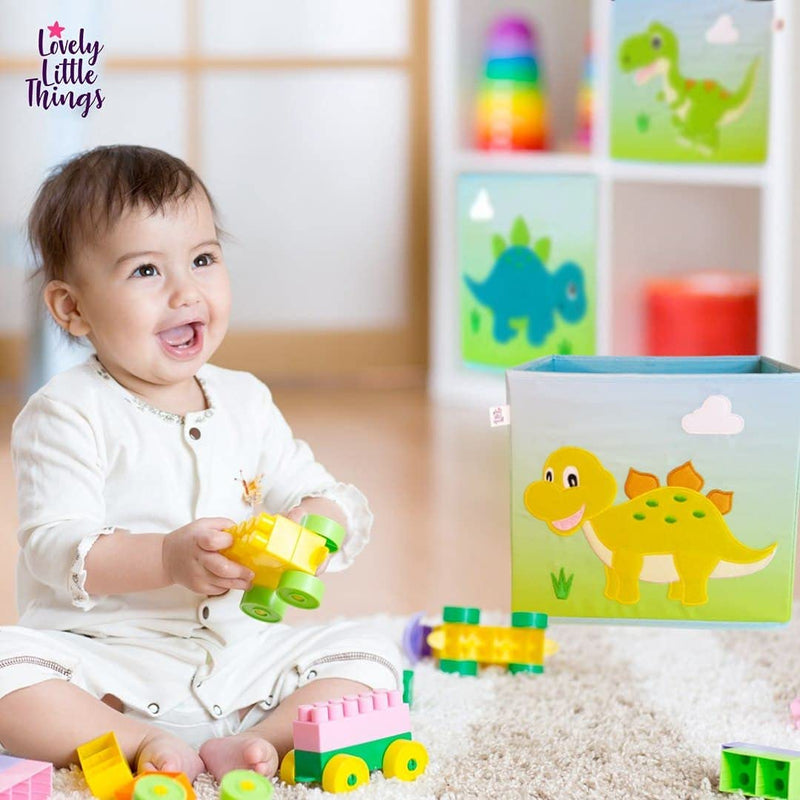 LOVELY LITTLE THINGS STORAGE BIN - Dino Storage Bins Foldable - Toy Box Collapsible Cube - Boxes for Shelves - Storage Box Decorative - Kids Toys Organizer - (Square Dino Trio) Home & Garden > Household Supplies > Storage & Organization LOVELY LITTLE THINGS   