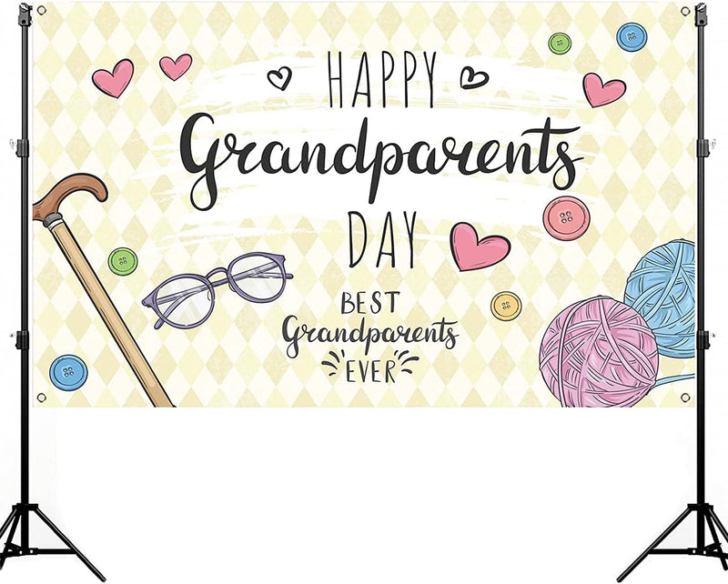 Nepnuser Happy Grandparents Day Photo Booth Backdrop School Event Retirement Love Grandparents Party Decorations Grandpa Grandma Holiday Photo Wall Decor (5.9×3.6Ft)  Nepnuser 7×5Ft  