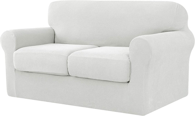 Ouka Slipcover with 3-Piece Separate Cushion Cover, High Stretch Couch Cover, Soft Protector for Sofa with Separate Cushions(Large,Ivory White) Home & Garden > Decor > Chair & Sofa Cushions Ouka White Medium 