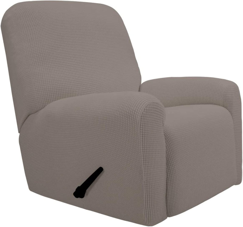 Purefit Stretch Recliner Sofa Slipcover with Pocket with Pocket – Spandex Jacquard Non Slip Soft Couch Sofa Cover, Washable Furniture Protector with Elastic Bottom for Kids (Recliner, Chocolate) Home & Garden > Decor > Chair & Sofa Cushions PureFit Taupe  