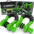 Rhino USA D Ring Shackle 41,850Lb Break Strength – 3/4” Shackle with 7/8 Pin for Use with Tow Strap, Winch, Off-Road Jeep Truck Vehicle Recovery, Best Offroad Towing Accessories Sporting Goods > Outdoor Recreation > Winter Sports & Activities Rhino USA Green (2PK) 20 TON 