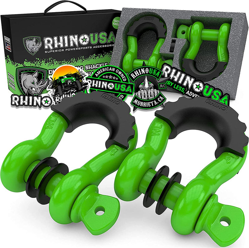 Rhino USA D Ring Shackle 41,850Lb Break Strength – 3/4” Shackle with 7/8 Pin for Use with Tow Strap, Winch, Off-Road Jeep Truck Vehicle Recovery, Best Offroad Towing Accessories