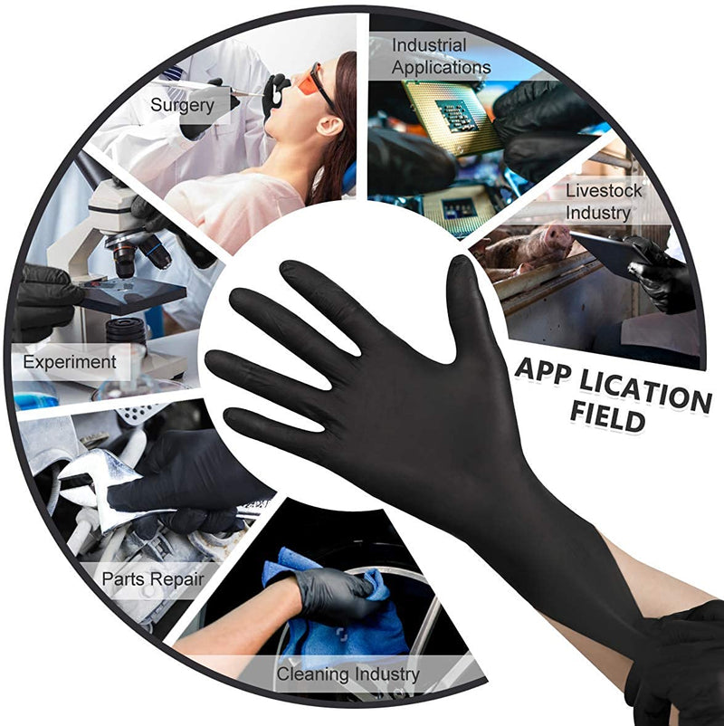 Nitrile Disposable Gloves Pack of 100, Latex Free Safety Working Gloves for Food Handle or Industrial Use