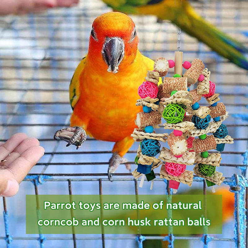 Viuvoiul Bird Toys, Parrot Toys Made of Natural Corn Cobs, Corn Husk Rattan Balls, Suitable for African Gray Parrots, Small and Medium-Sized Macaws, Parrots, Medium-Sized Parrot Cages Animals & Pet Supplies > Pet Supplies > Bird Supplies > Bird Toys Viuvoiul   