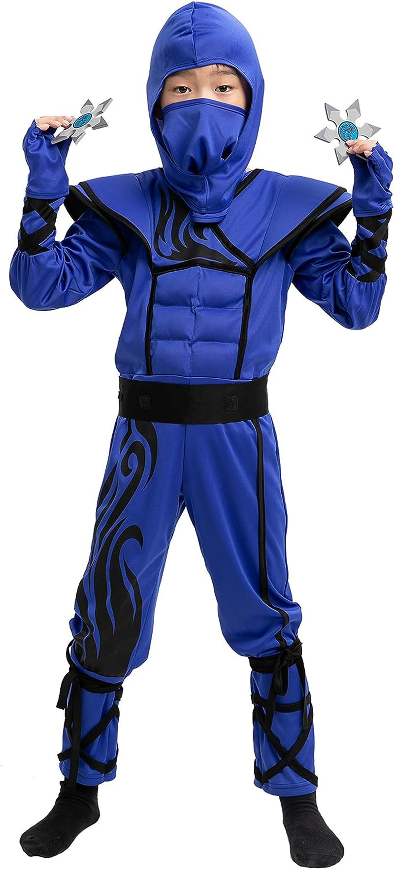 Spooktacular Creations Striking Blue Ninja Costume for Child Stealth Costume Halloween Kids Kung Fu Outfit (Small (5-7 Yr))