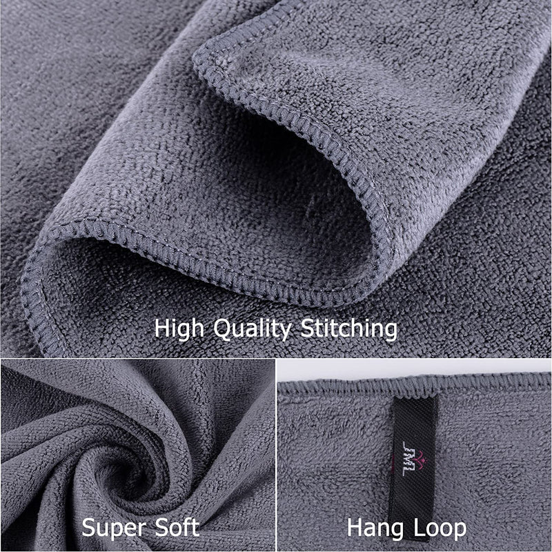 JML Microfiber Bath Towel Sets (6 Pack, 27" X 55") -Extra Absorbent, Fast Drying, Multipurpose for Swimming, Fitness, Sports, Yoga, Grey 6 Count Home & Garden > Linens & Bedding > Towels JML   