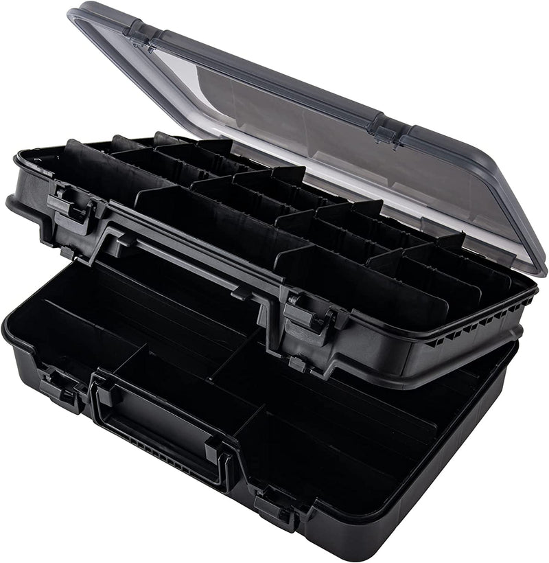 Goture Plastic Storage Organizer Box, Portable Tackle Storage Adjustable Divider Removable Compartment with Handle, Box Organizer for Fishing Storage Orange Sporting Goods > Outdoor Recreation > Fishing > Fishing Tackle GOTURE Black (Double Layer)  