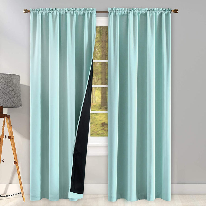 Coral 100PCT Blackout Curtains Bedroom Drapes - Totally Darkness Panels Thermal Insulated Lined Rod Pocket Curtains for Kids Room( 2 Panels 42 by 45 Inch) Home & Garden > Decor > Window Treatments > Curtains & Drapes KEQIAOSUOCAI Aqua W42" X L96" 