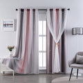 INDISTAR Star Blackout Curtains for Girls Kids Bedroom, Colourful Stripe Window Curtain Panels, 2 Layer Lace Drapes, Room Darkening Curtain for Living Room Decor, 2 Panels (Blue W52 X L63 Inch Home & Garden > Decor > Window Treatments > Curtains & Drapes Indistar Pink/Grey 52"W x 84"L 