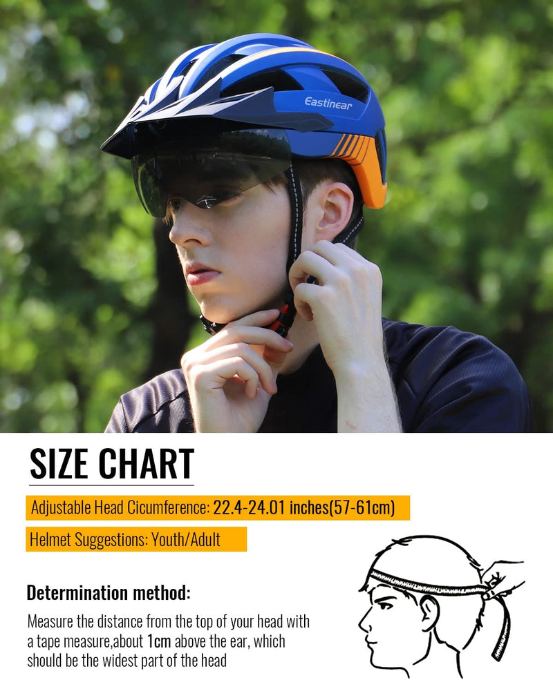 EASTINEAR Bike Helmet with Magnetic Goggles Bicycle Helmets with Removable Visor & LED Light Adjustable Size for Adult Men Women Mountain & Road Cycling Sporting Goods > Outdoor Recreation > Cycling > Cycling Apparel & Accessories > Bicycle Helmets EASTINEAR   