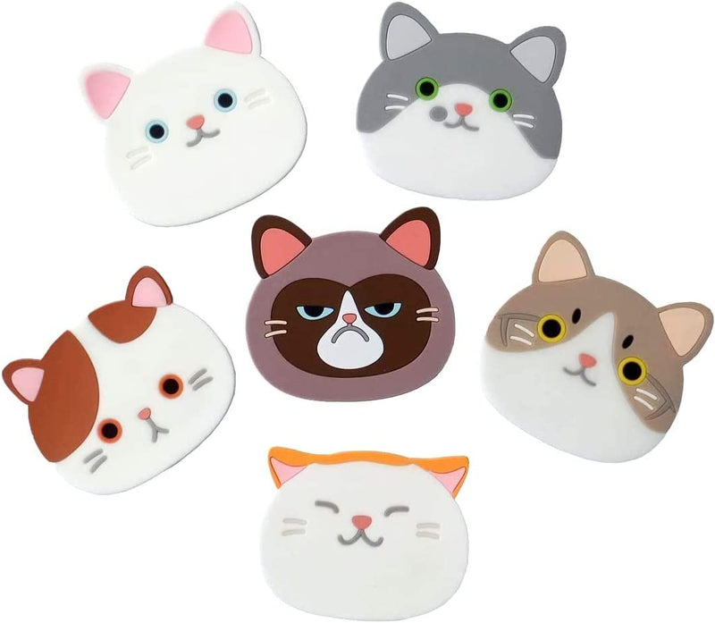 Pack of 6 Cute Cat Cup Coasters Mats Cat Cup Pad Multifuntional