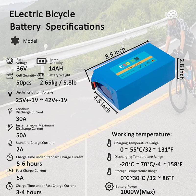 36V Battery, (2-5 Days Delivery from California) 10AH/ 14AH/ 16AH/ 20AH Lithium Battery Pack Li Ion Battery for 200-1000W Motor Electric Bike Bicycle Scooter Sporting Goods > Outdoor Recreation > Cycling > Bicycles Cao MM   
