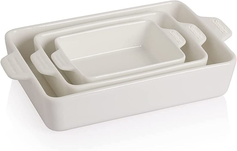 SWEEJAR Ceramic Bakeware Set, Rectangular Baking Dish Lasagna Pans for Cooking, Kitchen, Cake Dinner, Banquet and Daily Use, 11.8 X 7.8 X 2.75 Inches of Casserole Dishes (Navy) Home & Garden > Kitchen & Dining > Cookware & Bakeware SWEEJAR White  