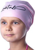 Swim Caps for Long Hair Kids - Swimming Cap for Girls Boys Kids Teens with Long Curly Hair Braids Dreadlocks - 100% Silicone Hypoallergenic Waterproof Swim Hat Sporting Goods > Outdoor Recreation > Boating & Water Sports > Swimming > Swim Caps Lahtak Rose Quartz X-Small 