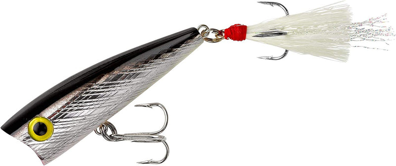 Rebel Lures Pop-R Topwater Popper Fishing Lure Sporting Goods > Outdoor Recreation > Fishing > Fishing Tackle > Fishing Baits & Lures Pradco Outdoor Brands Silver/Black Teeny Pop-r (1/8 Oz) 