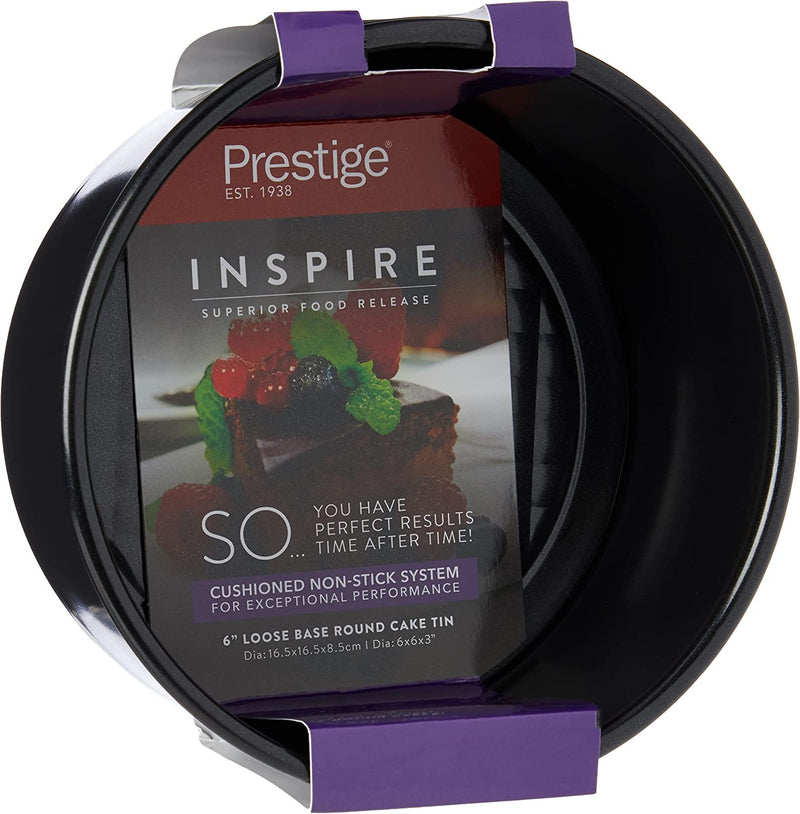 Prestige Inspire round Cake Tin (Loose Base) -6-Inch, 16Cm, Black Home & Garden > Kitchen & Dining > Cookware & Bakeware Meyer Group Ltd Round Cake Tin 16cm 