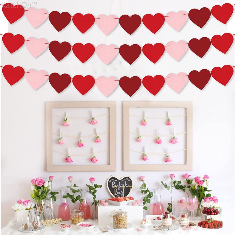 Felt Heart Garland for Valentines Decorations, Pack of 48, No DIY, Red, Rose, Light Pink Heart Banner, Heart Garland Decorations, Love Valentine’S Day Decor for Romantic Decorations Special Night Home & Garden > Decor > Seasonal & Holiday Decorations Happiwiz   