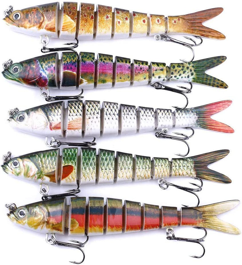 LUCKYMEOW Fishing Lures for Bass Trout Multi Jointed Swimbaits Slow Sinking Bionic Lifelike Swimming Bass Lures Freshwater Saltwater Bass Fishing Baits Kit Artificial Baits 5PCS Sporting Goods > Outdoor Recreation > Fishing > Fishing Tackle > Fishing Baits & Lures LUCKYMEOW   
