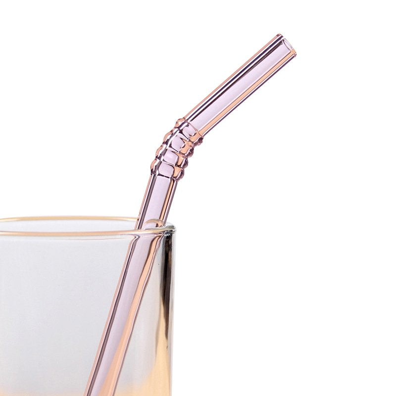 Glass Straw Color Straw High Borosilicate Glass Straw Reusable Drinking Glass Tube Eco-Friendly Events Party Favors Supply Gold Arts & Entertainment > Party & Celebration > Party Supplies Abcelit Pink  