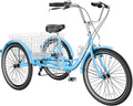 H&ZT Tricycle for Adults, 3 Wheeled Bikes for Adults，Trike Cruiser Bike, W/Large Basket & Maintenance Tools & Shimano Derailleur & Parking Brake Handle Sporting Goods > Outdoor Recreation > Cycling > Bicycles H&ZT Cruiser > sky blue 24" Cruiser 
