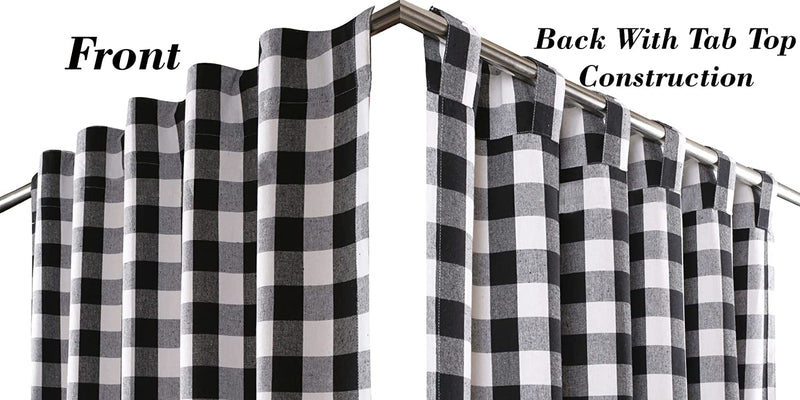 Light & Pro Black and White Gingham Check Curtain - Window Treatment Décor Panel for Kitchen Nursery Bedroom Livingroom - Buffalo Plaid Rod Pocket Curtains Pack of 2 - 50X63 Inch Home & Garden > Decor > Window Treatments > Curtains & Drapes Light & Pro   