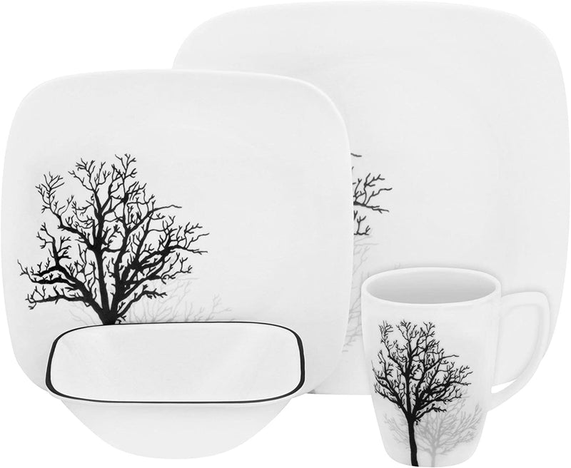 CORELLE Square Timber Shadows 16-Pc Dinnerware Set, 1, White Home & Garden > Kitchen & Dining > Tableware > Dinnerware Corelle   