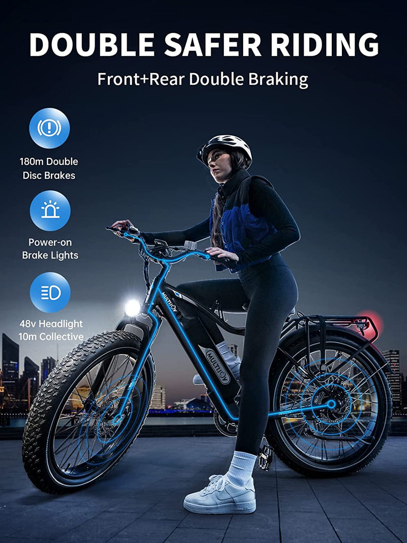 MULTIJOY Electric Bike for Adults,Upgraded 48V 20Ah Removable LG Cells Battery,750W Powerful Motor & 26'' Kenda Fat Tire Electric Bicycle with Aluminum Rack Snow Beach Mountain Ebike Shimano 7-Speed Sporting Goods > Outdoor Recreation > Cycling > Bicycles MULTIJOY   
