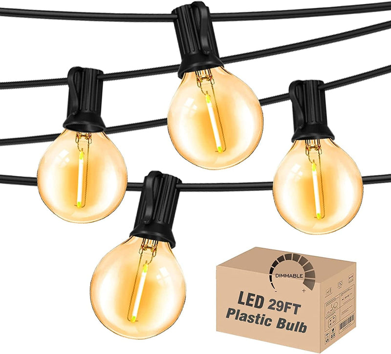 DAMAING Outdoor String Lights 150 FT Patio Lights String with 75 Dimmable ST38 Plastic LED Bulbs,Vintage Shatterproof Edison String Lights Waterproof for Bistro Balcony Backyard and Gazobos. Home & Garden > Lighting > Light Ropes & Strings DAMAING Black G40 Bulbs 29 Feet 