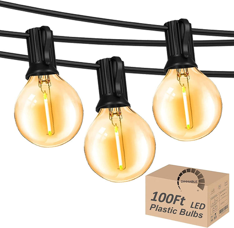 DAMAING Outdoor String Lights 150 FT Patio Lights String with 75 Dimmable ST38 Plastic LED Bulbs,Vintage Shatterproof Edison String Lights Waterproof for Bistro Balcony Backyard and Gazobos. Home & Garden > Lighting > Light Ropes & Strings DAMAING Black G40 Bulbs 100 Feet 