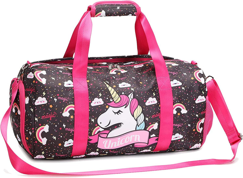 Dance Bag Girls Small Duffle Bag for Kids - Sleepover Overnight Weekender Bag Kids Gym Gymnastics Bag -Duffle Bag for Travel with Shoe Compartment and Wet Pocket/Unicorn Print Home & Garden > Household Supplies > Storage & Organization Jumpopack Multicolor  